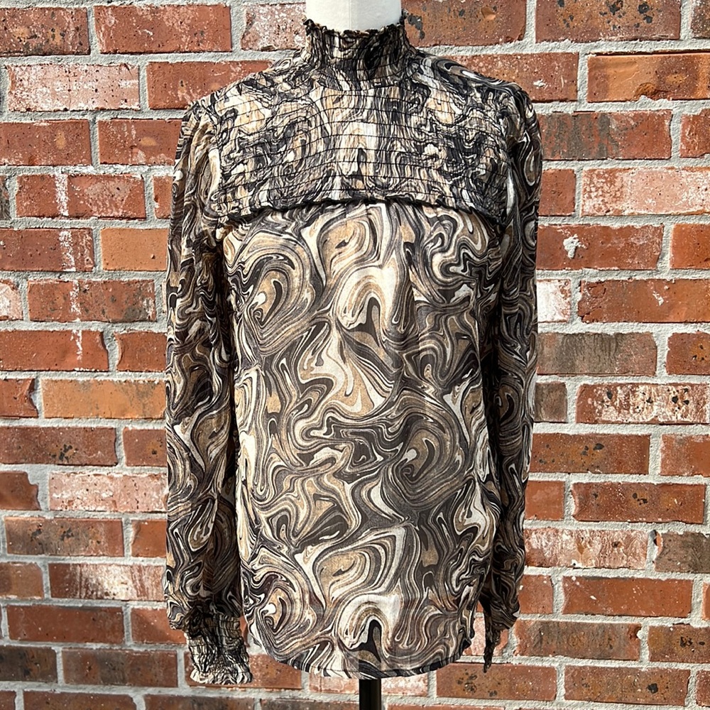 Smocked Mock Neck top
